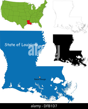 Mappa di Louisiana Foto Stock