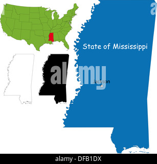 Mappa di Mississippi Foto Stock