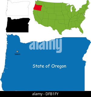 Mappa di Oregon Foto Stock