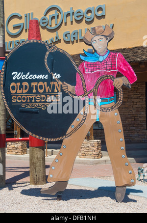 Il benvenuto per la Città Vecchia di Scottsdale sign in Scottsdale Arizona Foto Stock