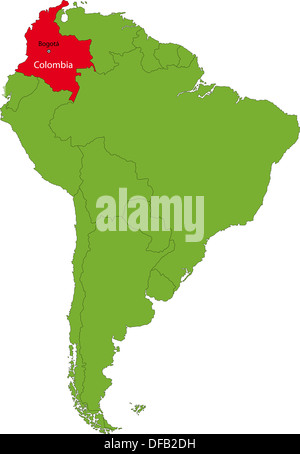 Mappa di Colombia Foto Stock