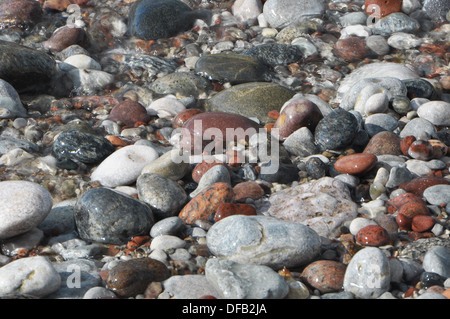 Questa è la spiaggia di ciottoli si trova a sud di Visby Gotland Svezia. Foto Stock