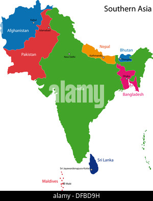 Asia meridionale mappa Foto Stock