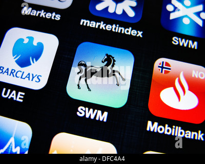 Dettaglio della Lloyds TSB Bank banking app sulla schermata di iPhone Foto Stock