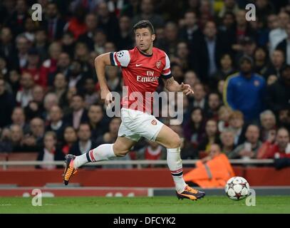 Londra, Regno Unito. 01 ott 2013. UEFA Champions League fixture tra Arsenal e SSC Napoli da Emirates Stadium. Olivier Giroud Arsenal © Azione Sport Plus/Alamy Live News Foto Stock