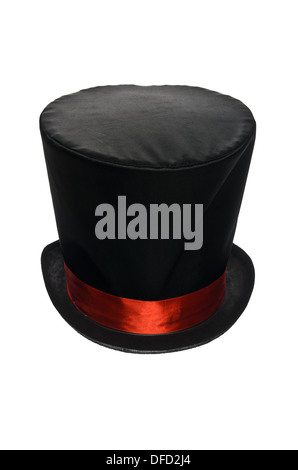 Black Top Hat con nastro rosso Foto Stock