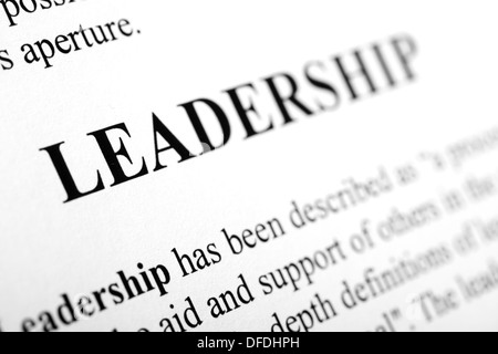 La parola Leadership shot artistici con messa a fuoco selettiva. Foto Stock