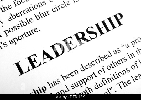 La parola Leadership shot artistici con messa a fuoco selettiva. Foto Stock