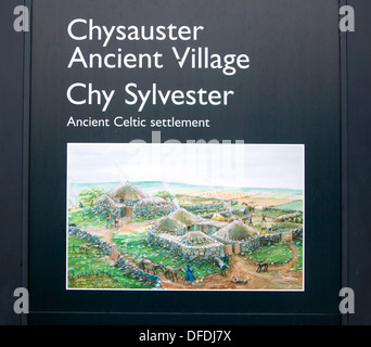 Chysauster Ancient Village segno Cornwall Inghilterra Foto Stock