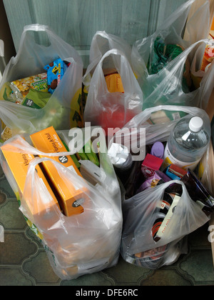 Sacchetti di shopping da Morrisons, REGNO UNITO Foto Stock