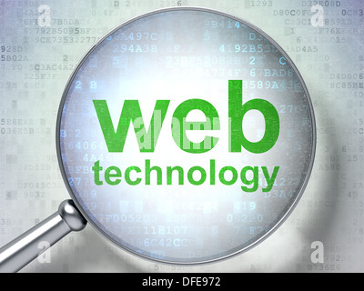 SEO web development concept: vetro ottico con parole Techno Web Foto Stock