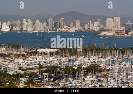 Città di San Diego skyline vista dal punto Loma, CA. Foto Stock