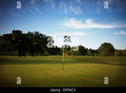 Vista del putting green a Reigate Hill Golf Club Foto Stock