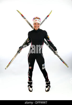 Park City, Utah, Stati Uniti d'America. 3° Ott, 2013. Jessie Diggins, 30 da Anchorage in Alaska, - Cross Country. USOC Olympic vertice di Media Park City, Utah © Erich Schlegel/ZUMAPRESS.com/Alamy Live News Foto Stock