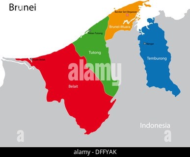 Mappa di Brunei Foto Stock