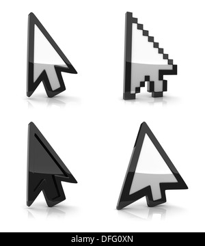 Quattro tasti cursore su sfondo bianco (fatto in 3d) Foto Stock