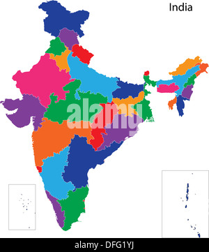 Mappa di India Foto Stock