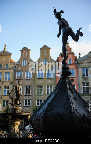 Statua a lungo Market street, city centre, Gdansk, Polonia. Foto Stock