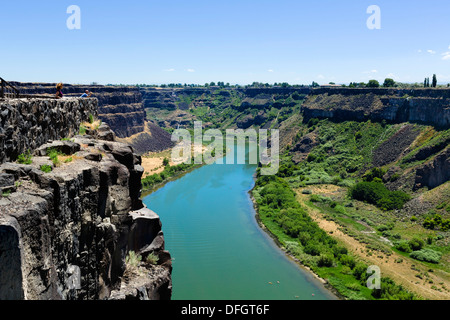 Snake River Canyon dal Perrine Bridge si affacciano, Twin Falls, Idaho, Stati Uniti d'America Foto Stock