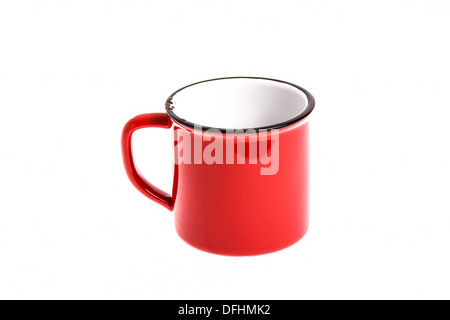 Un rosso disaggregate in tazza, vuoto, isolato Foto Stock