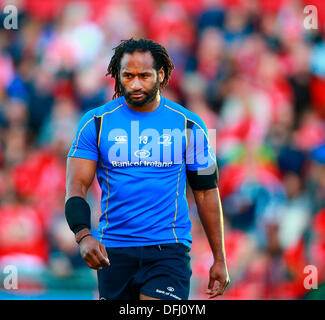 Limerick, Irlanda. 05 ott 2013. Lote Tuqiri (Leinster) in fase di riscaldamento prima della RaboDirect Pro 12 gioco tra Munster e Leinster dal Thomond Park. Credito: Azione Sport Plus/Alamy Live News Foto Stock