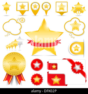 Set di elementi di design con stelle Foto Stock
