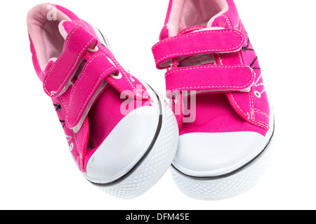 Rosa sneakers isolati su sfondo bianco Foto Stock