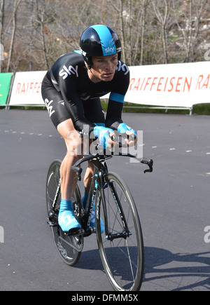 Vasil KIRYIENKA di Team Sky sulla fase 1 del Tour de Romandie 2013: Foto Stock