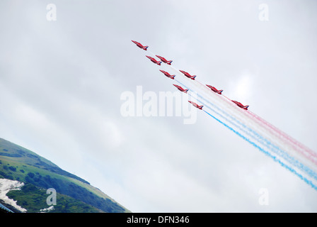 Le frecce rosse acrobazia team display su Eastbourne a Airbourne 2009, Inghilterra, Regno Unito Foto Stock