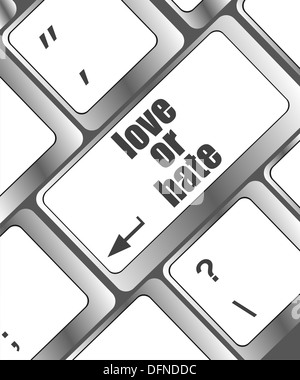 Amore o odio relazioni impressioni di comunicazione delle valutazioni recensioni computer tasto della tastiera Foto Stock