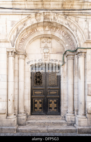 Luogo di nascita della vergine Maria in Gerusalemme città vecchia Israele Foto Stock