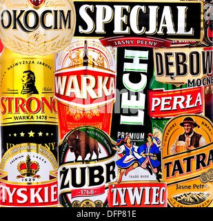 Le birre polacca (dettagli da lattine) Foto Stock