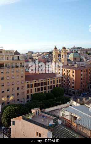 Vista dal castello sopra il quartiere di Stampace a Cagliari - Sardegna Foto Stock