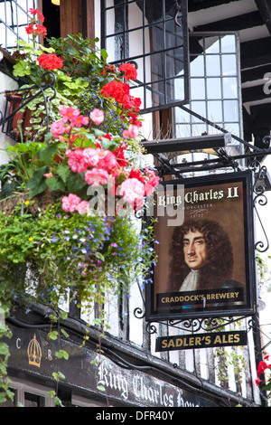 Il re Carlo II inn in New Street, Worcester, Worcestershire, England, Regno Unito Foto Stock