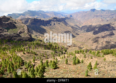 Gran Canaria paesaggio di montagna. Vista da Roque Nublo picco. Foto Stock