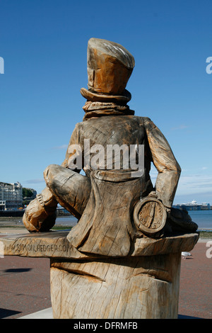 Mad Hatter carving lungomare Llandudno Conwy Wales UK Foto Stock