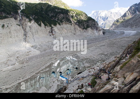 Mer de Glace ghiacciaio, sulle Alpi francesi Foto Stock