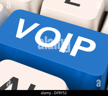 Chiave di Voip significa Voice Over Internet Protocol o telefonia a banda larga Foto Stock