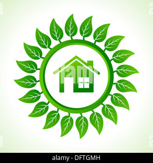 Eco home all'interno del fondo in foglia vettore di stock Foto Stock