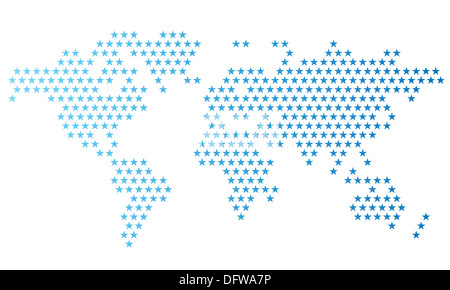 Punteggiato Mappa mondo fatto di forme stellari. Foto Stock