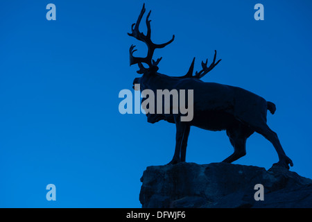 Caribou silhouette, Beaumont-Hamel Newfoundland Memorial, Canadese Prima Guerra Mondiale di un campo di battaglia, Battaglia delle Somme, Francia Foto Stock