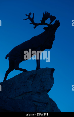 Caribou silhouette, Beaumont-Hamel Newfoundland Memorial, Canadese Prima Guerra Mondiale di un campo di battaglia, Battaglia delle Somme, Francia Foto Stock