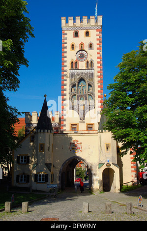 Landsberg am Lech, Bayertor, città storica gate, Strada Romantica, Romantische Strasse, Baviera, Germania, Foto Stock