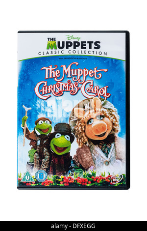 Un film Disney dvd chiamato il Muppet Christmas Carol protagonisti i Muppets su sfondo bianco Foto Stock