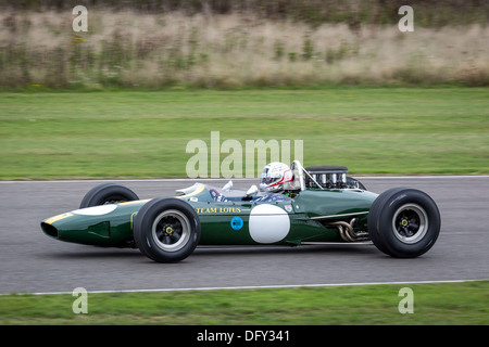 1964 Lotus 33 con driver Richard Mille al 2013 Goodwood, Sussex, Regno Unito. Jim Clarke omaggio parade. Foto Stock