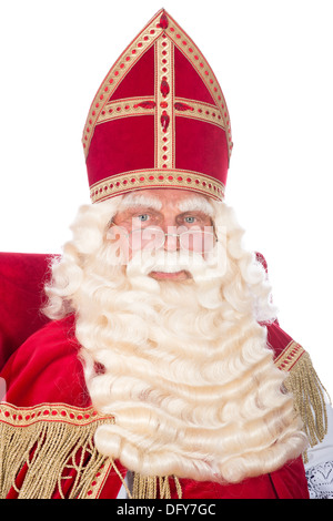 Sinterklaas è in appoggio sulla sua sedia Foto Stock