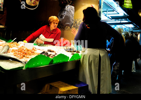 Barcellona, Spagna. Il mercato della Boqueria (c1840) Foto Stock