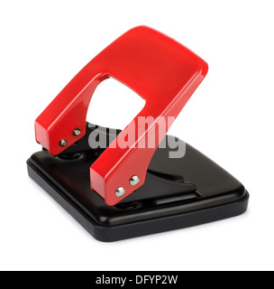 Ufficio rosso perforatrice isolato su bianco Foto Stock