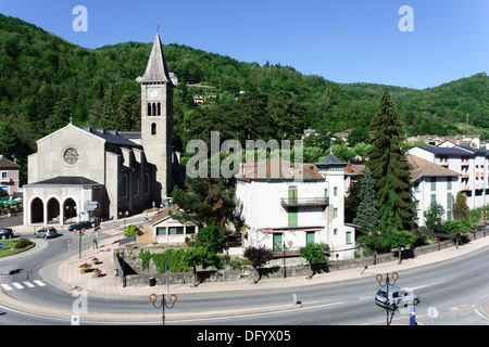 Francia, Ariège, Pirenei - Ax-les-Thermes cittadina termale e ski resort. Foto Stock