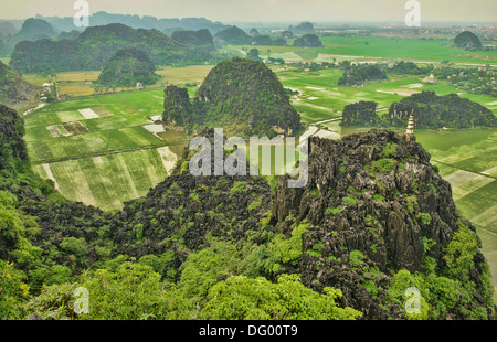 Bellissimo calcare montagne carsiche di Ninh Binh, Vietnam Foto Stock